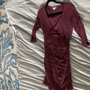James Perse Merlot Fitted, Long Sleeve Dress